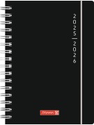 BRUNNEN Schülerkalender (2025/2026) "Plain Black", 1 Seite = 1 Tag, A5, 352 Seiten, PP-Umschlag, schwarz - 