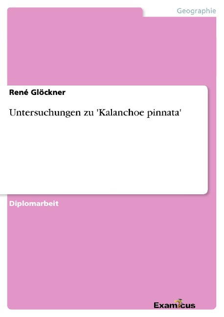 Untersuchungen zu 'Kalanchoe pinnata' - René Glöckner