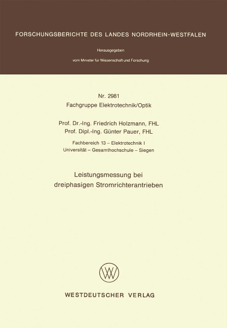 Leistungsmessung bei dreiphasigen Stromrichterantrieben - Friedrich Holzmann
