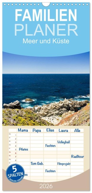 Familienplaner 2026 - Meer und Küste mit 5 Spalten (Wandkalender, 21 x 45 cm) CALVENDO - Caladoart Caladoart