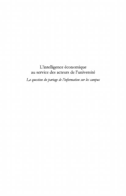 L'intelligence economique au service des acteurs de l'univer - Frederique Peguiron