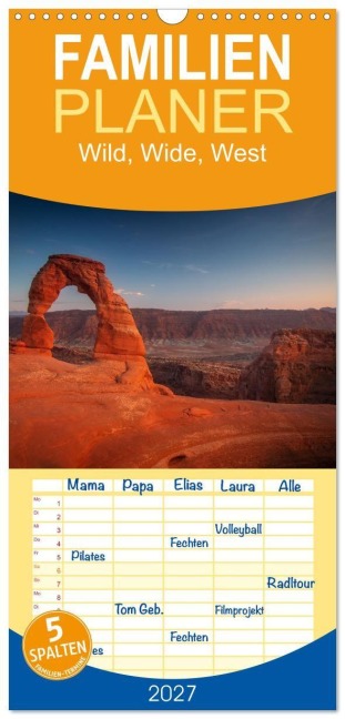 Familienplaner 2027 - Wild, Wide, West mit 5 Spalten (Wandkalender, 21 x 45 cm) CALVENDO - Christoph Schaarschmidt