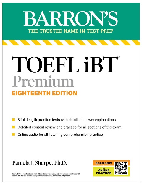TOEFL iBT Premium with 8 Online Practice Tests + Online Audio, Eighteenth Edition - Pamela J. Sharpe