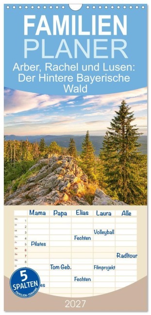 Familienplaner 2027 - Arber, Rachel und Lusen: Der Hintere Bayerische Wald mit 5 Spalten (Wandkalender, 21 x 45 cm) CALVENDO - Calvendo Calvendo