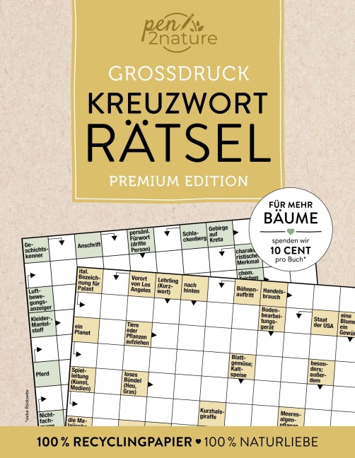 Großdruck Kreuzworträtsel - Pen2nature