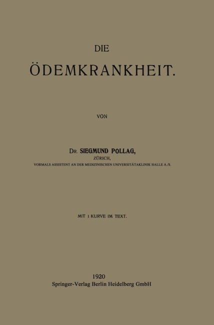 Die Ödemkrankheit - Siegmund Pollag