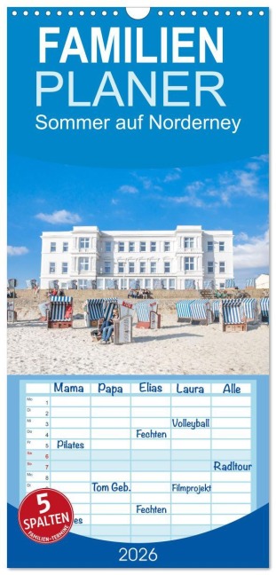 Familienplaner 2026 - Sommer auf Norderney mit 5 Spalten (Wandkalender, 21 x 45 cm) CALVENDO - Dietmar Scherf