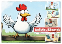 Cover-Bild zum Titel 'Verrücktes Hühnervolk (Wandkalender 2026 DIN A2 quer), CALVENDO Monatskalender' von 'Sabine Löwer'
