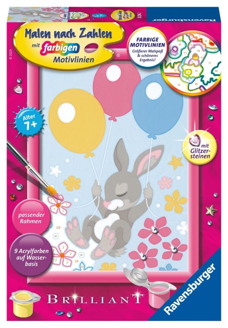 Ravensburger Malen nach Zahlen 20294 - Fliegendes Häschen - Kinder ab 7 Jahren - 