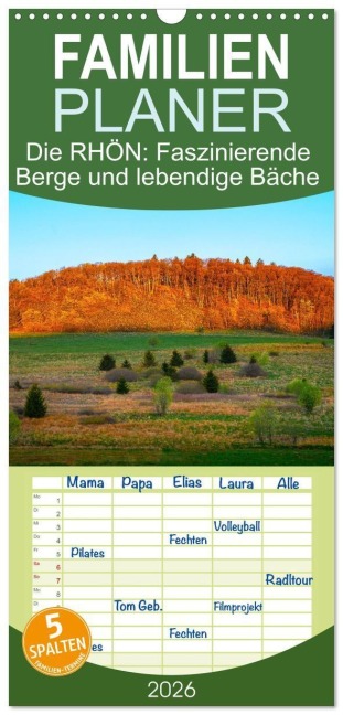 Familienplaner 2026 - Die RHÖN: Faszinierende Berge und lebendige Bäche mit 5 Spalten (Wandkalender, 21 x 45 cm) CALVENDO - Manfred Hempe