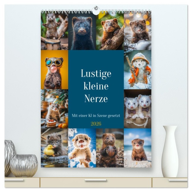 Lustige kleine Nerze (hochwertiger Premium Wandkalender 2026 DIN A2 hoch), Kunstdruck in Hochglanz - Steffen Gierok-Latniak Lustige kleine Nerze (hochwertiger Premium Wandkalender 2026 DIN A2 hoch), Kunstdruck in Hochglanz - Steffen Gierok-Latniak