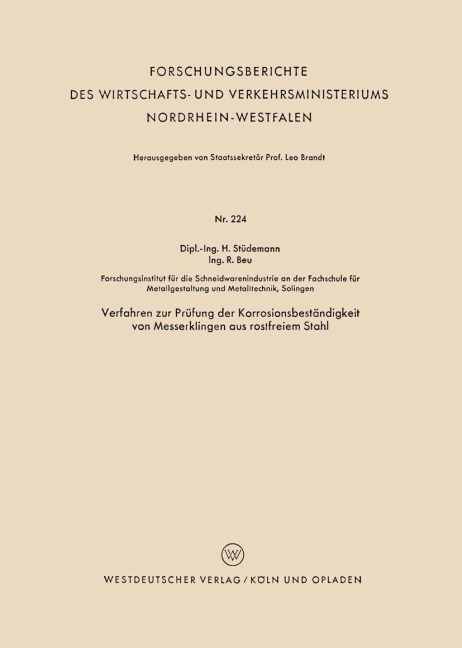 Verfahren zur Prüfung der Korrosionsbeständigkeit von Messerklingen aus rostfreiem Stahl - Hans Stüdemann