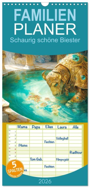 Familienplaner 2026 - Schaurig schöne Biester mit 5 Spalten (Wandkalender, 21 x 45 cm) CALVENDO - Liselotte Brunner-Klaus