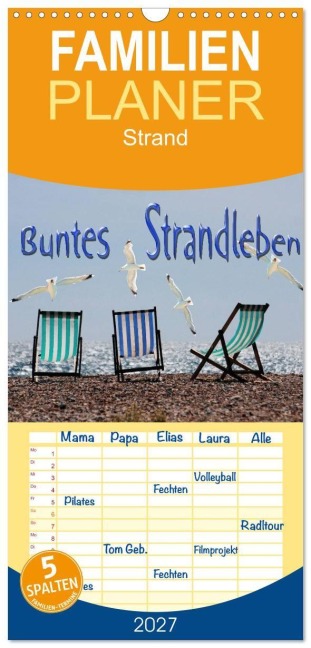 Familienplaner 2027 - Buntes Strandleben mit 5 Spalten (Wandkalender, 21 x 45 cm) CALVENDO - Renate Bleicher