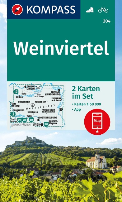 KOMPASS Wanderkarten-Set 204 Weinviertel (2 Karten) 1:50.000 - 