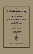 Cover-Bild zum Titel 'Die Städteordnung von 1853 in ihrer heutigen Gestalt nebst dem Kommunalabgabengesetz und Nebengesetzen' von 'Rob Zelle, Kurt Gordan'