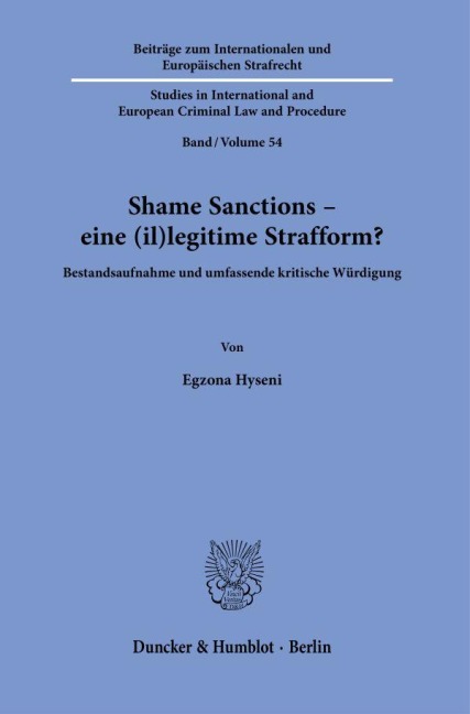 Shame Sanctions - eine (il)legitime Strafform? - Egzona Hyseni