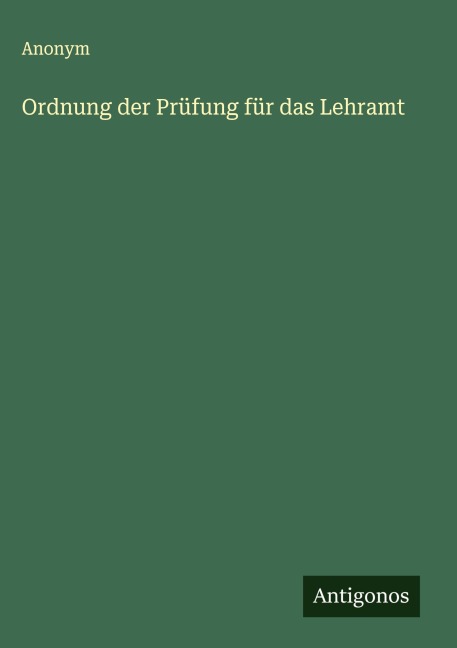 Ordnung der Prüfung für das Lehramt - Anonym