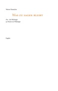 Cover-Bild zum Titel 'Was zu sagen bleibt' von 'Werner Hamacher'