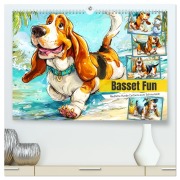 Basset Fun. Niedliche Hunde Cartoons zum Schmunzeln (hochwertiger Premium Wandkalender 2026 DIN A2 quer), Kunstdruck in Hochglanz - Rose Hurley
