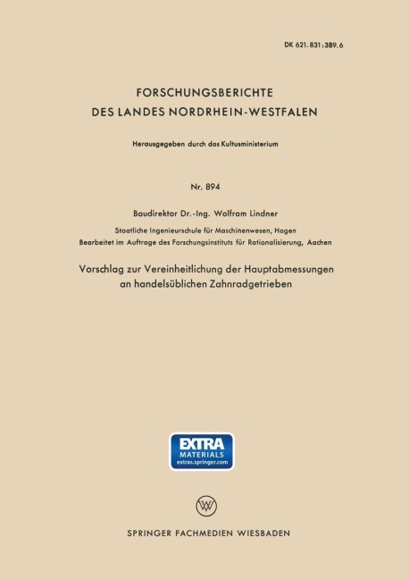 Vorschlag zur Vereinheitlichung der Hauptabmessungen an handelsüblichen Zahnradgetrieben - Wolfram Lindner