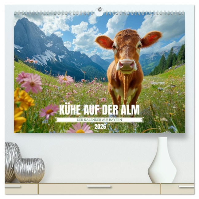 KÜHE AUF DER ALM - Der Kalender aus Bayern (hochwertiger Premium Wandkalender 2026 DIN A2 quer), Kunstdruck in Hochglanz - Mb Fotografie