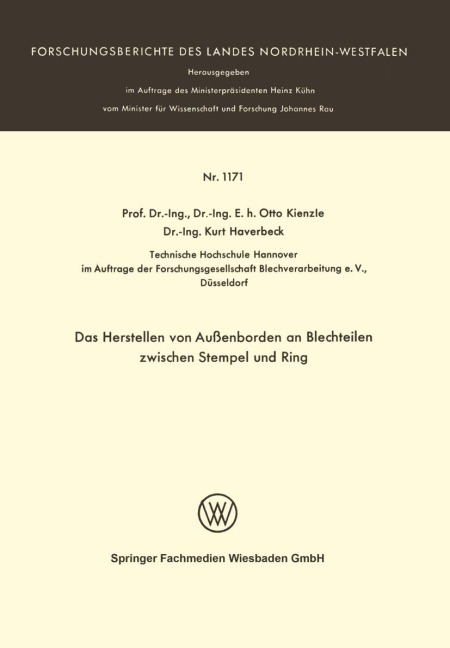 Das Herstellen von Außenborden an Blechteilen zwischen Stempel und Ring - Otto Kienzle