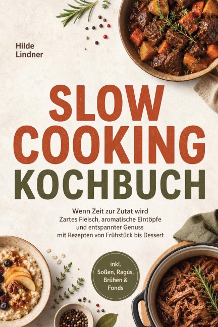 Slow Cooking Kochbuch: Wenn Zeit zur Zutat wird - Zartes Fleisch, aromatische Eintöpfe und entspannter Genuss mit Rezepten von Frühstück bis Dessert inkl. Soßen, Ragùs, Brühen & Fonds - Hilde Lindner