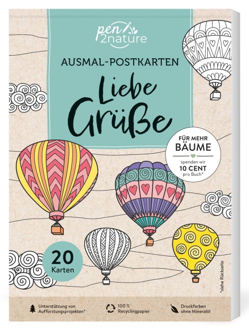 Ausmal-Postkarten Liebe Grüße | 20 Karten - 