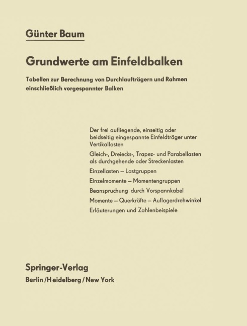 Grundwerte am Einfeldbalken - G. Baum