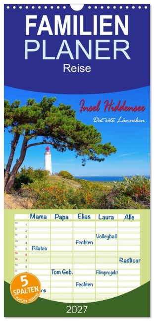 Familienplaner 2027 - Insel Hiddensee - Dat söte Länneken mit 5 Spalten (Wandkalender, 21 x 45 cm) CALVENDO - Lianem