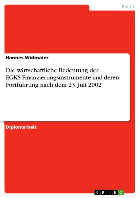 Die wirtschaftliche Bedeutung der EGKS-Finanzierungsinstrumente und deren Fortführung nach dem 23. Juli 2002 - Hannes Widmaier