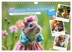 Cover-Bild zum Titel 'Tierische Herzensbrecher - Charmante Tiere mit ihren Botschaften (Wandkalender 2026 DIN A4 quer), CALVENDO Monatskalender' von 'Claudia Schimmack'
