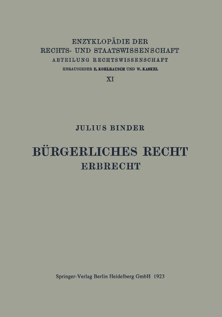 Bürgerliches Recht Erbrecht - Julius Binder