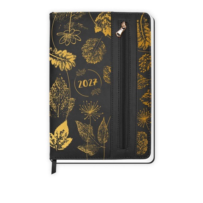 TRÖTSCH - Wochenplaner A5 mit Tasche Flowers black 2027 - 