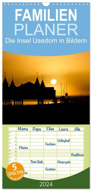 Familienplaner 2027 - Die Insel Usedom in Bildern mit 5 Spalten (Wandkalender, 21 x 45 cm) CALVENDO - Andreas Dumke
