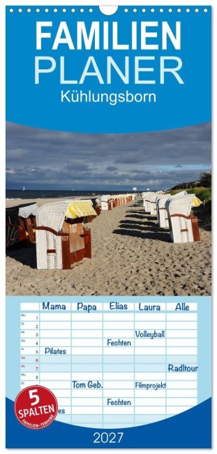 Familienplaner 2027 - Kühlungsborn mit 5 Spalten (Wandkalender, 21 x 45 cm) CALVENDO - Nordstern