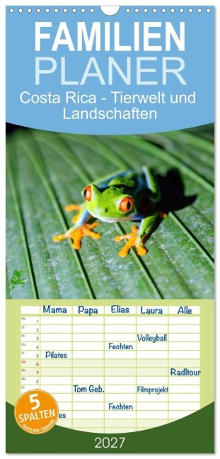 Familienplaner 2027 - Costa Rica - Tierwelt und Landschaften mit 5 Spalten (Wandkalender, 21 x 45 cm) CALVENDO - Matteo Colombo