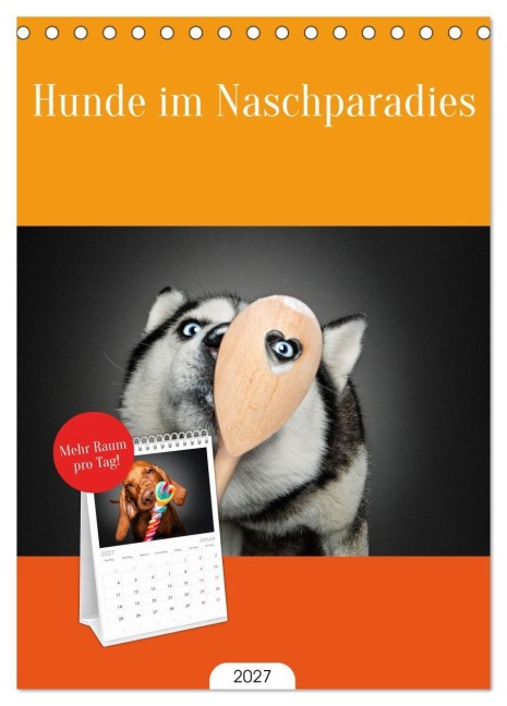 Tischplaner 2027 - Hunde im Naschparadies (A5 Tischkalender zum Aufstellen) CALVENDO - 