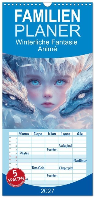 Familienplaner 2027 - Winterliche Fantasie Animé mit 5 Spalten (Wandkalender, 21 x 45 cm) CALVENDO - Liselotte Brunner-Klaus