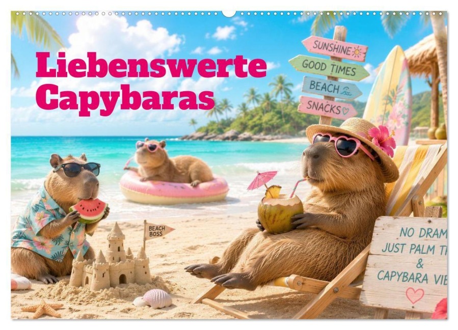 Liebenswerte Capybaras (Wandkalender 2027 DIN A2 quer), CALVENDO Monatskalender - Ally Bee