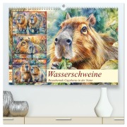 Cover-Bild zum Titel 'Wasserschweine. Bezaubernde Capybaras in der Natur (hochwertiger Premium Wandkalender 2026 DIN A2 quer), Kunstdruck in Hochglanz' von 'Rose Hurley'
