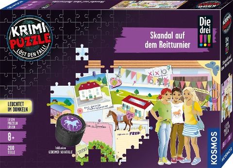 Krimipuzzle Die drei !!! 200 Teile / Skandal auf dem Reitturnier - 