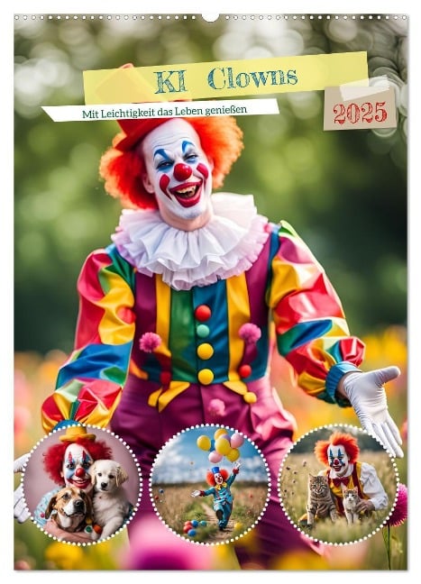 KI Clowns Mit Leichtigkeit das Leben genießen (Wandkalender 2025 DIN A2 hoch), CALVENDO Monatskalender - Claudia Schimmack