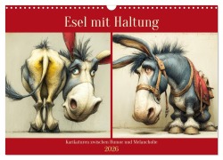 Cover-Bild zum Titel 'Esel mit Haltung. Karikaturen zwischen Humor und Melancholie (Wandkalender 2026 DIN A3 quer), CALVENDO Monatskalender' von 'Rose Hurley'