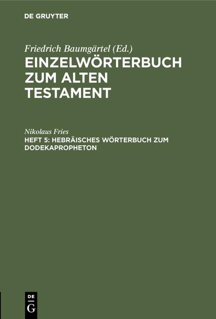 Hebräisches Wörterbuch zum Dodekapropheton - Nikolaus Fries