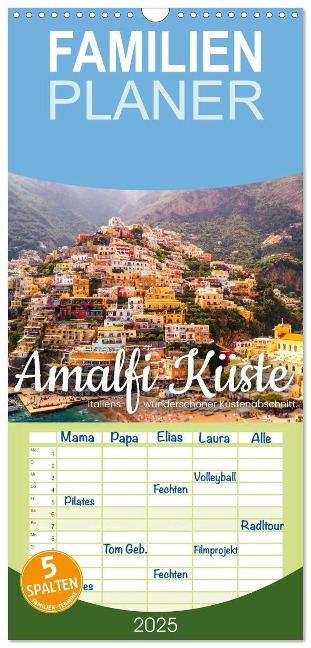 Familienplaner 2025 - Amalfi Küste - Italiens wunderschöner Küstenabschnitt. mit 5 Spalten (Wandkalender, 21 x 45 cm) CALVENDO - Sf Sf