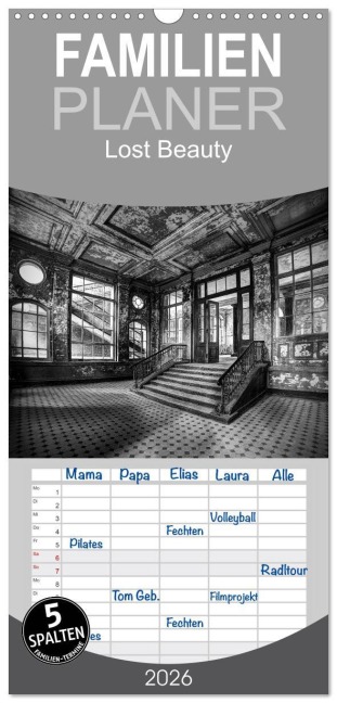 Familienplaner 2026 - Lost Beauty mit 5 Spalten (Wandkalender, 21 x 45 cm) CALVENDO - Jens Schneider
