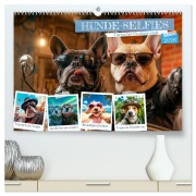 Cover-Bild zum Titel 'HUNDE-SELFIES Tierischer Outdoorspaß (hochwertiger Premium Wandkalender 2026 DIN A2 quer), Kunstdruck in Hochglanz' von 'Melanie Viola'