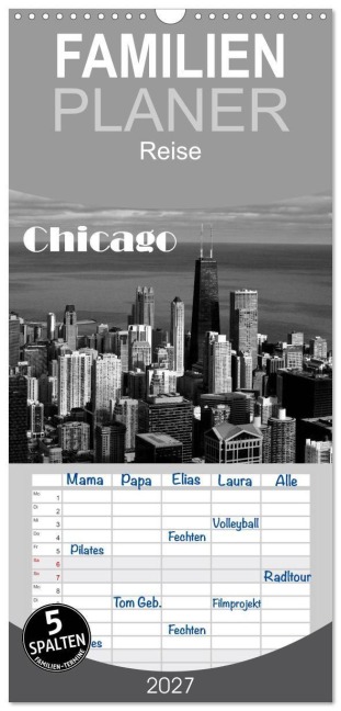 Familienplaner 2027 - Chicago 2027 mit 5 Spalten (Wandkalender, 21 x 45 cm) CALVENDO - Detlef Kolbe (Dex - Foto)